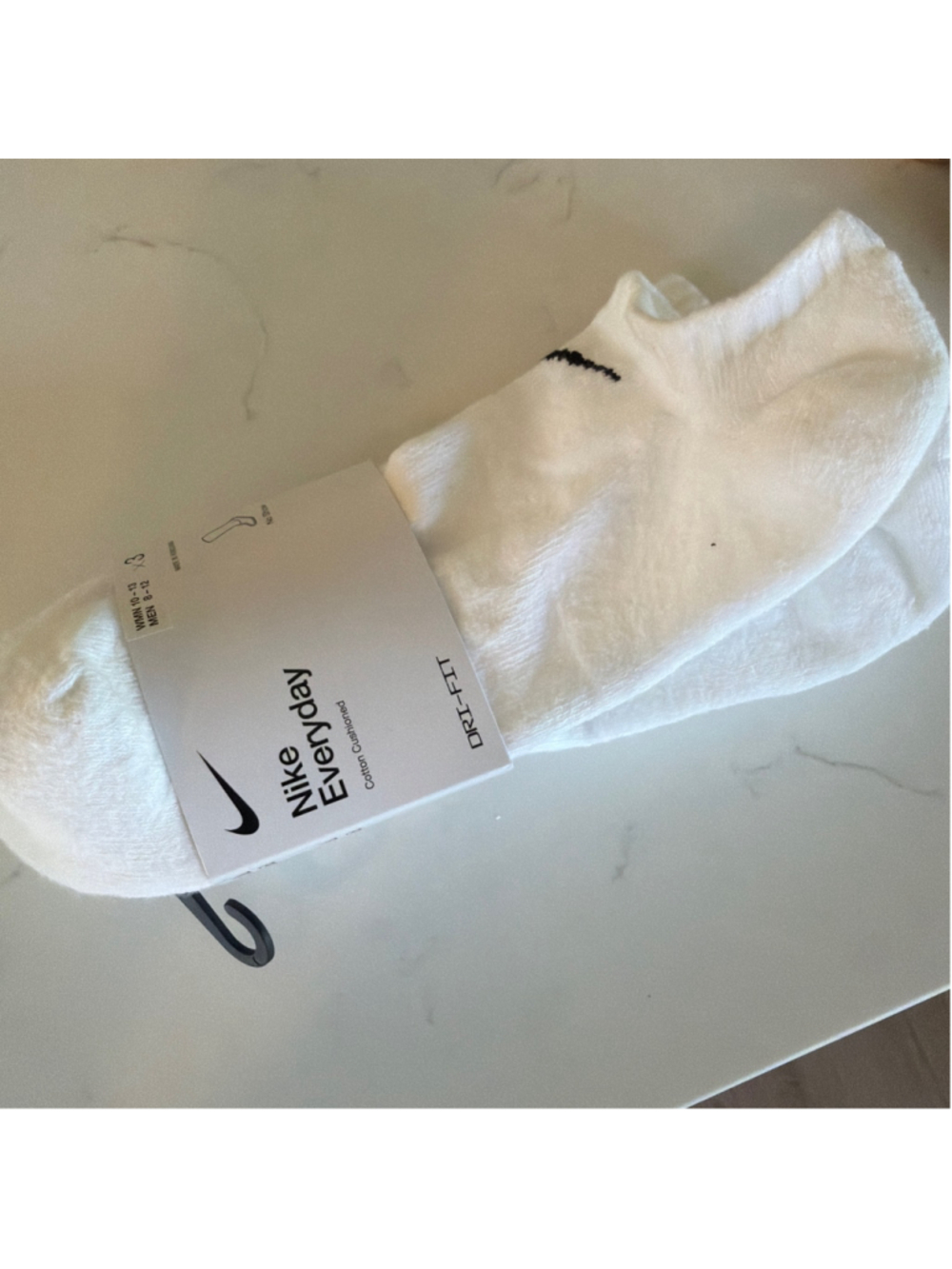 Nike Men's Everyday Dri-FIT No Show Socks, White/Black, Size Large